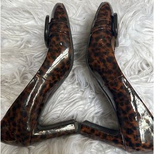 FRANCO SARTO Patent Leopard W/ Buckle Wide heel Sz. 6.5 M